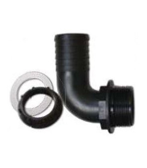 Complete curved hose connector Ø 15 mm - male 1/2''