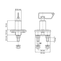100 A battery switch with removable key