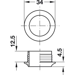 Rosace blanche de 16 mm pour serrure à poussoir