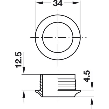 Roseta blanca de 16 mm para cerradura de empuje