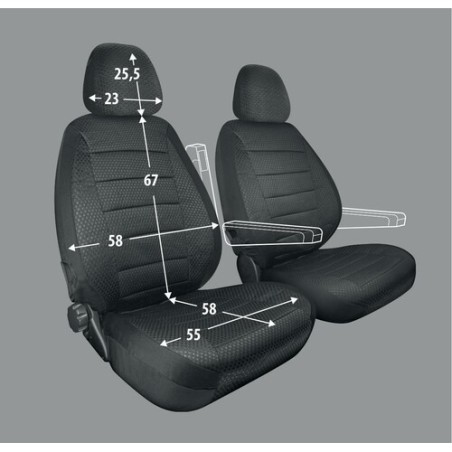 Universal Camper Seat Covers in Jacquard with Headrest
