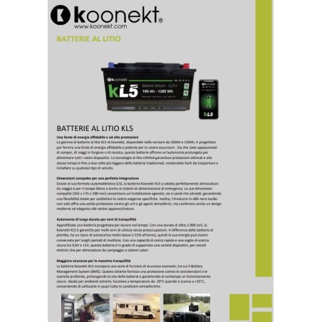 LiFePo4 lithium battery with compact prismatic cell KL5 150Ah INTEGRATED BMS and BLUETOOTH – KOONEKT