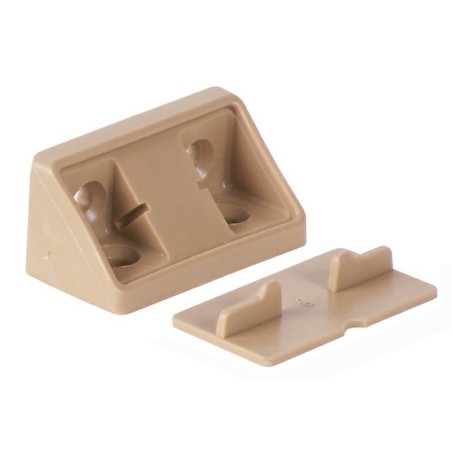 Juego de 10 fijaciones marfil para muebles de esquina 4 agujeros con tapa