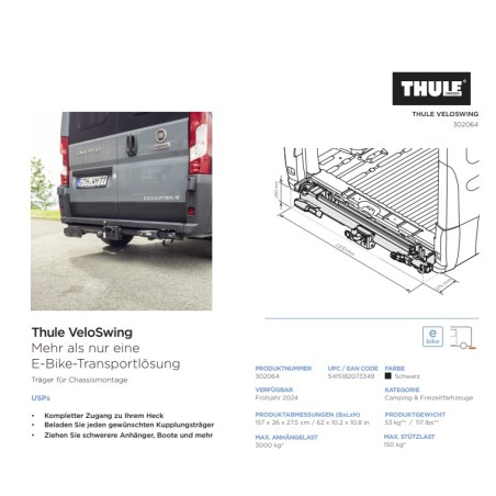 Aparcabicicletas Thule VeloSwing negro giratorio 95° - 302064
