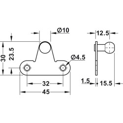 Gasdruckdämpfer für Türen 60 N