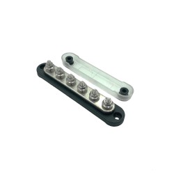 Black 6xM6 150A Connector Bar with Cover