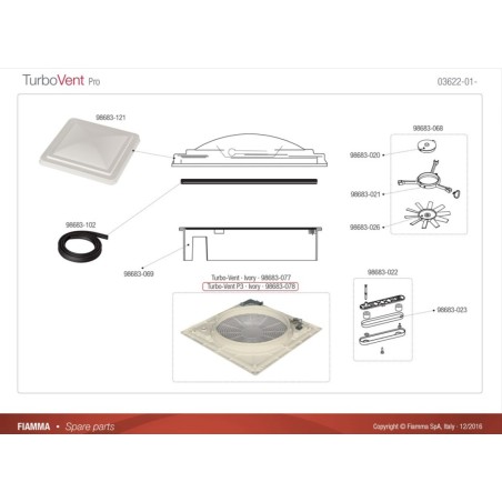 Turbo-Vent P3 Elfenbein Fiamma Innenrahmen-Kit - 98683-078