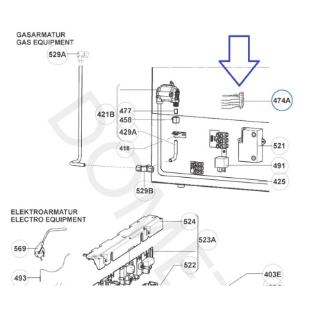 CABLAGGIO PER ACCENDITORE cavo di collegamento unità di accensione elettronica Frigorifero Dometic RMT7655L – 241279640