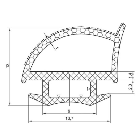 5 mt JUNTA NEGRA 5 MT PARA PUERTAS Y PORTONES TRASEROS 13.7x13 mm