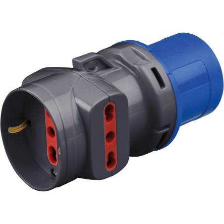 ROSI Adaptador industrial doméstico CEE 2P+E tomas de dos polos + schuko 10-16A