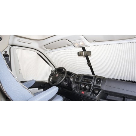 REMIS REMIfront-IV-Windschutzscheibenjalousie für den Fiat Ducato X250, keine Regensensoren, Boxer und Jumper, 2006 - 2014, beig