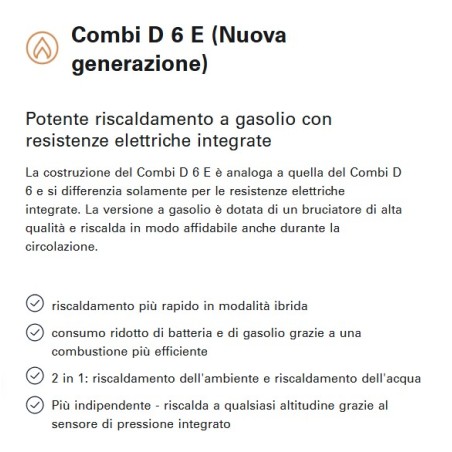 STUFA COMBI D 6E (Nuova generazione) – potente riscaldamento e acqua calda con resistenza elettrica 220 V (2 x 900 W) - 33516-20