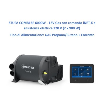 POÊLE COMBI 6E 6000W - 12V Gaz avec commande iNET-X et élément chauffant électrique 220 V (2 x 900 W) -33814-20