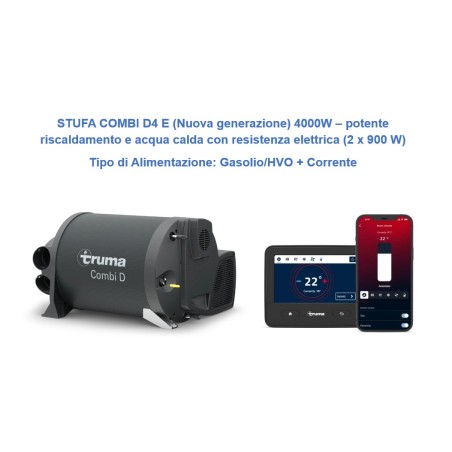 STUFA COMBI D4 E (Nuova generazione) 4000W – potente riscaldamento e acqua calda con resistenza elettrica (2 x 900 W) - 33416-20
