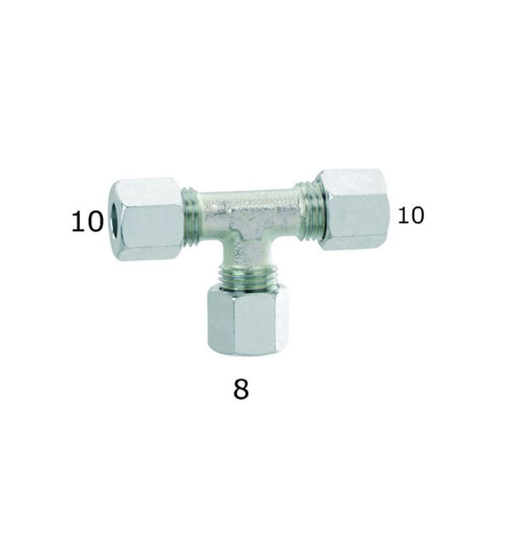 Gas fitting acc zinc T reduction for copper pipe Ø 8-10-10 mm