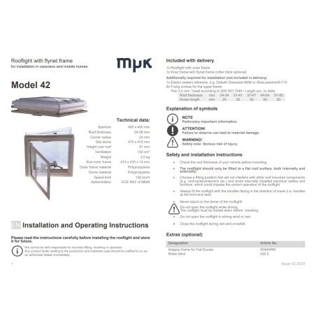 PUITS DE LUMIÈRE OPAL DOME 42 MPK - 400x400 mm – avec moustiquaire intégrée et blackout