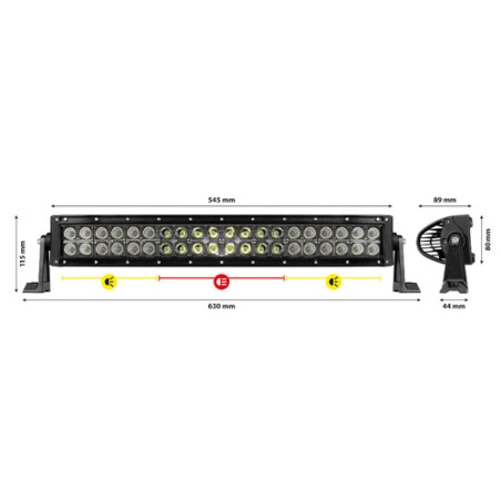 Barra LED PILOT 40 con estructura curva de aluminio, 12/24V - 55 cm