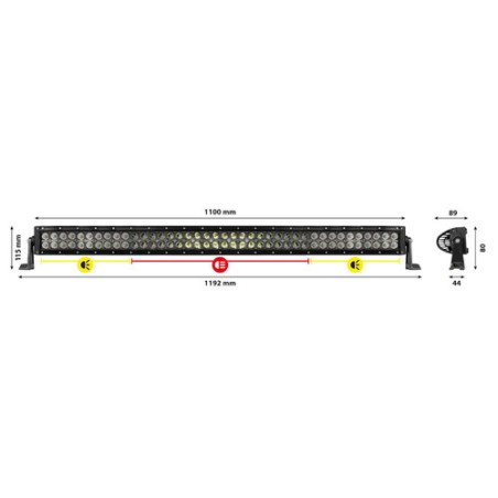 PILOT Barra a 80 Led con struttura curva in alluminio, 12/24V - 110 cm