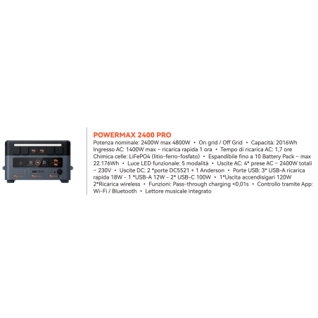 OSCAL POWERMAX Centrale Portable Puissance nominale 2400W PRO - Réseau / Hors réseau