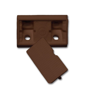 Set of 10 brown corner furniture fasteners, 4 holes, with lid