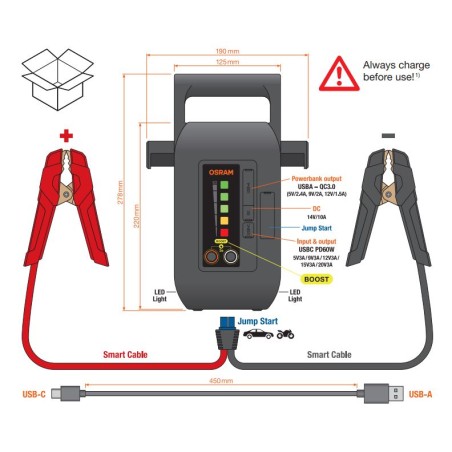 OSRAM - OEBSPL1000 BATTERYstart PRO 1000, arranque de alta potencia para vehículos