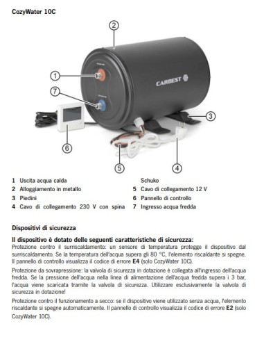 Caldera de agua CozyWater 10lt 12v/230v