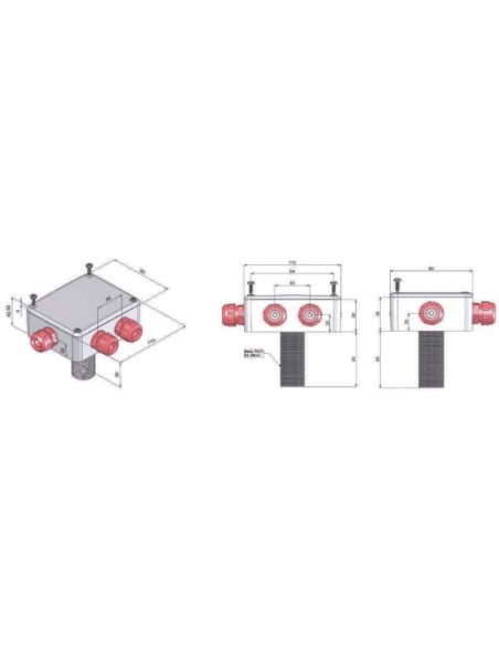 VeeTech PASSACAVO per Tetto Camper MULTIBOX Tenuta STAGNA con Due PG13,5 6 Vie