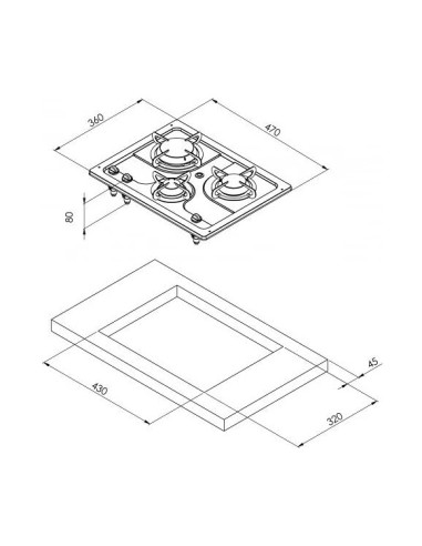 Cocina de acero inoxidable de 3 quemadores con...