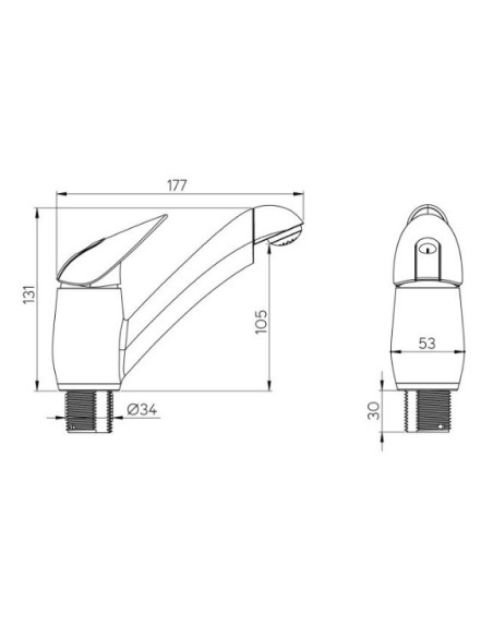 Miscelatore Monocomando Keramik Pelikan con attacco PG  e microinterruttore - Foro di montaggio 33 mm