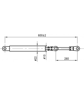 Gas piston for camper bed kg 80 - 255 - 600 mm